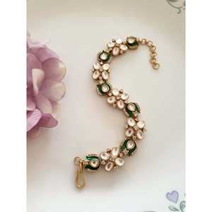 Adjustable Delicate Kundan Polki Meenakari Stone Fashion <b>Bracelet</b> - Product Image 3