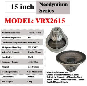 Vrx2615 1400 Watt Điện Thương Hiệu Mới 15 ''Loa Loa Siêu Trầm Cho Hoạt Động Xây Dựng-Trong Thiết Lập Dsp Khuếch Đại Woofer Hệ Thống - Product Image 4