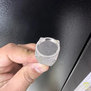 Hip Hop Image Hommes Lab Grown Champion Ring Round Lab Grown Ring Iced Out anneaux de mémoire 925 Sterling Silver VVS D Color - Product Image 6