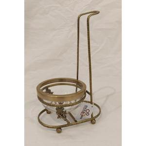 Tazón de metal y vidrio de alta calidad, forma redonda de trabajo elegante para servir con soporte de metal. - Product Image 3