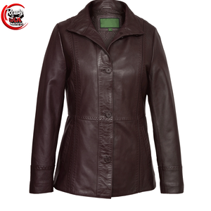 Blazer de cuero de lujo para mujer Best Stuff hecho a medida Venta caliente Nuevo diseño Tarifa al por mayor con decoración de botones de tejido de punto - Product Image 3