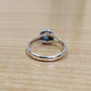 Fabuloso anillo de piedra de Calcedonia Aqua para mujer, joyería de plata redonda pequeña con certificado CNAS para bodas, venta al por mayor de La India - Product Image 3