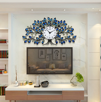 Ak kuningan pohon logam dekoratif besar Dial bulat dengan Multi warna Finishing jam dinding untuk dekorasi rumah