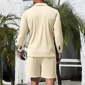 2025 Custom Hawaiian Set for Men Trendy <b>Button</b> <b>Up</b> Shirt with Matching <b>Shorts</b> Summer Casual Beachwear Outfit - Product Image 5