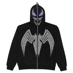 Pull-over à capuche en polaire pour hommes, coupe ajustée, avec strass imprimés pour l'hiver, style décontracté et quantité minimale de commande bas, teint uni, service OEM - Product Image 1