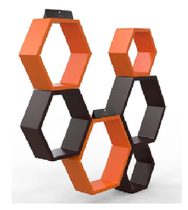 Moderno doble tono naranja marrón hexágono MDF plegable brillante juguetes organizador 6 unidades de intersección sala de estar decoración pantalla - Product Image 1
