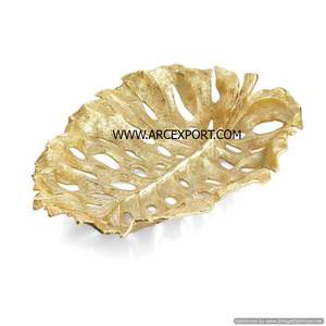 Plateaux de fruits en forme de feuille en aluminium de qualité de luxe Taille personnalisée Décoration fantaisie Bol de service à prix compétitif - Product Image 5