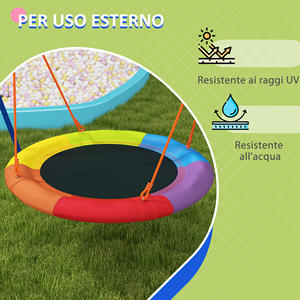 Outsunny Reinforced Metal & Polyester <b>Garden</b> Nest <b>Swing</b> for 1-2 Children 196x172x180cm Multicolor - Product Image 6