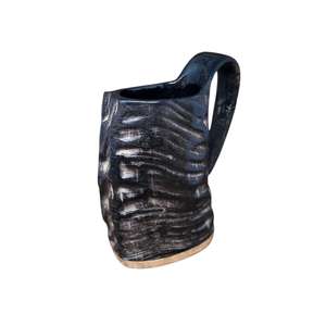 Taza de cuerno al por mayor, taza de café de acero inoxidable personalizada con bambú, taza de cerveza, vino, té de cuerno de búfalo natural, herramientas de bar de cuerno vikingo - Product Image 6