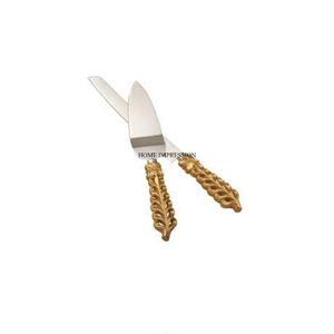 Art créatif moderne Designer fantaisie unique de haute qualité poignées plaquées or serveur de gâteau et couteau de coupe outils fournitures - Product Image 1