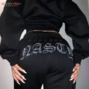 Chándal de mujer con gráficos de diamantes de imitación y silueta ajustada para actuación o ropa de escenario chándal de moda de mujer con diamantes de imitación - Product Image 5