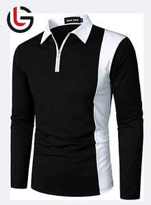 Jersey de algodón 100% para hombre, camisas de Polo de Golf, camisa de manga completa de línea Vertical Horizontal de peso de tela de punto de 180 gramos para hombre - Product Image 2