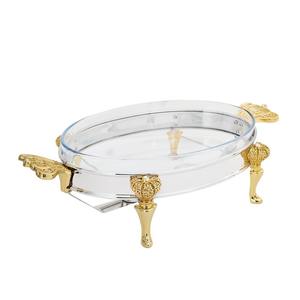 Plat à chafing décoratif plaqué or avec couvercle en acier inoxydable, serveur de buffet haut de gamme pour les célébrations, les fonctions et les rassemblements - Product Image 3