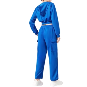 Chándal ODM de alta calidad deportivo hecho a medida para mujer, chándal de entrenamiento de algodón 100% de Color azul a precio razonable - Product Image 3