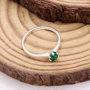 Impresionante anillo de Esmeralda en plata 925 | Conjunto de joyas de compromiso | Anillo de piedras preciosas naturales Proveedor mayorista" - Product Image 3