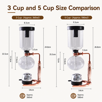 Cafetière Siphon en Verre Borosilicate Or Rose, 3 et 5 Tasses, avec Brûleur à Alcool – Vente en Gros