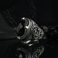 Bague de fiançailles élégante en argent 925 avec agate, sertie dans un cadre classique, pour homme, en bronze antique plaqué rhodium, bijoux turcs avec pierres précieuses