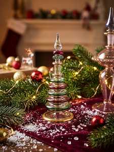 Bouteille de Noël en verre artisanal de luxe avec décoration en or pur, 10 cm de haut - Capacité 50 ml, écologique, directement de l'usine - Product Image 1