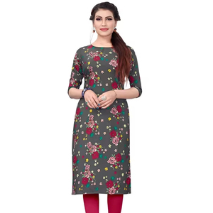 Classy & Ethnic Crepe <b>Kurtis</b> <b>for</b> <b>Women</b> Sleeves Print Casual Suits <b>for</b> Parties Festive Occasions Indian Pakistani Styles - Product Image 1