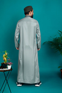 <b>Men's</b> Traditional Polyester Breathable Muslim <b>Thobe</b> with Contrasting Design Elements Imported Now Available! - Product Image 5