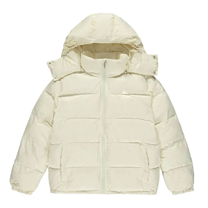 Men's <b>Waterproof</b> <b>Warm</b> Puffer <b>Jacket</b> for Winter Canvas Bubble Effect Fleece Coat Hood Stand Zipper Closure Stylish Streetwear - Product Image 1