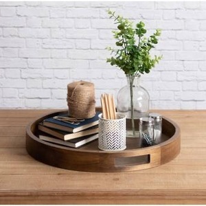 Round Wooden Single Tier Serving & Display Trays for Tableware Beverage Spice - Product Image 6