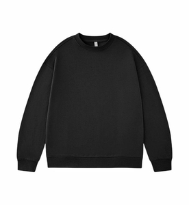 Logo personnalisé 100% coton épais 330gsm couleur unie col rond pull-over chemise à manches longues col montant sweat-shirt - Product Image 1