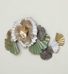 Flores doradas Metal Aluminio Hierro Arte de la pared Oficina moderna sala de estar personalización metal colgante de pared decoración arte de metal - Product Image 3