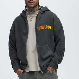 Prix de gros Sweats à capuche zippés 100% coton molleton Logo personnalisé Sweats à capuche pour hommes avec poches Design personnalisé Vêtements de rue décontractés Sweat à capuche - Product Image 5
