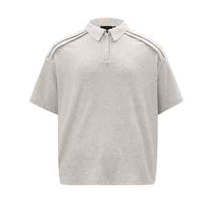 เสื้อยืดคอตตอนระดับไฮเอนด์เรียบง่ายมีจีบปกสั้นระบายอากาศได้ดีสำหรับฤดูร้อน - Product Image 1