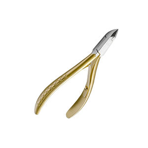 Pinza de uñas de acero inoxidable alemana personalizada con hoja afilada con mango dorado para uso en cutículas y dedos resorte Doble - Product Image 5