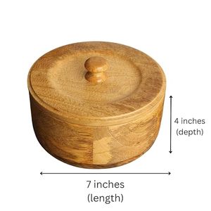 Cesta calentadora mexicana de madera hecha a mano con estampado marrón Natural de madera, caja de madera Chapati y Roti - Product Image 2
