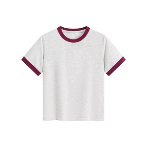 Camiseta corta con cuello redondo y Frente fruncido para mujer, mezcla de algodón elástico, cordón ajustable, ajuste ajustado, ropa informal de moda y para discoteca 2025 - Product Image 1