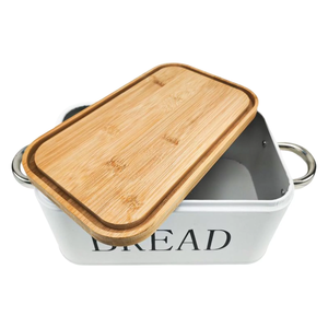Contenedor de almacenamiento de pan multiusos de estilo retro de Venta caliente para pan con madera y metal - Product Image 4