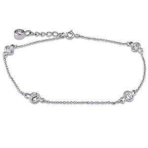 Bracelet de cheville en argent sterling 925 avec diamants CZ, fait main, design élégant, pour femmes et filles, à porter lors de mariages et de fêtes - Product Image 2