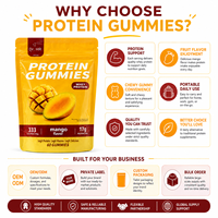 Gummies protéinés au mangue 17g de protéines par 100g, supplément nutritionnel quotidien masticable pour le fitness, formule personnalisée, OEM, marque privée