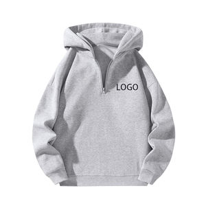 Pull-over à fermeture éclair de qualité supérieure pour hommes, sweat-shirt à capuche avec logo personnalisé, épaule tombante, coupe ample, couleur unie, Boxy pour l'entraînement - Product Image 1