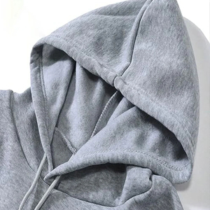 Sweat-shirt à capuche unisexe gris en polaire, coupe ample, décontracté, zippé avec poche avant et impression en relief, 100% coton, hiver - Product Image 5