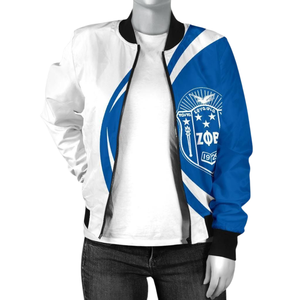 Zeta phi Beta เสื้อแจ็กเก็ตซาตินสำหรับสตรีสีฟ้าขาวเสื้อผ้าชมรมชาวกรีก zpb 1920เย็บปักถักร้อยสไตล์ทีมตัวแทน - Product Image 5