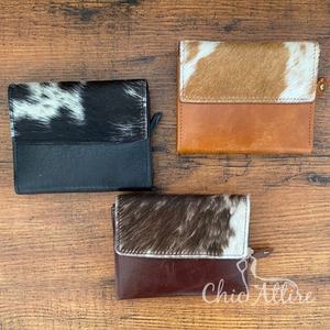 2024 nouveau RFID cheveux sur peau de vache femmes portefeuille haute qualité personnalisé en cuir véritable Mini concepteur porte-carte de crédit fermeture éclair portefeuilles - Product Image 1