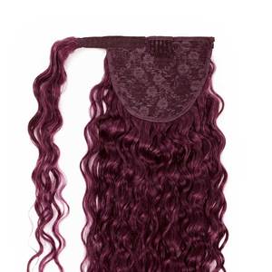 Extensions de cheveux humains en queue de cheval à cordon, bouclées et ondulées, effet vague d'eau # 99J Bourgogne - Product Image 2