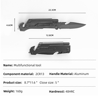 Couteau de poche multifonction 7 en 1, lame semi-dentelée, couteau de survie pour la chasse, le camping et le travail quotidien