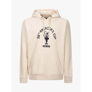Felpa con Cappuccio America's Cup 38 SINCE1851 in Spugna Francese Off-White con Cerniera Foderata e Stampa Serigrafica Stile Hip-Hop - Taglie da XXS a 6XL - Product Image 1