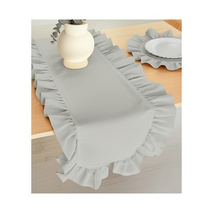 Elegant 40x130cm White Ruffled <b>Table</b> <b>Runner</b> Shabby Chic Decorative <b>Dining</b> <b>Table</b> Accessory Woven Cotton Washable Machine Wash for - Product Image 6