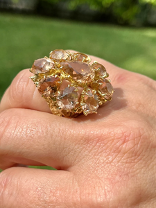 Bague en plaqué or 18 carats vintage Bague en diamant tourmaline en forme de poire pour femme Pierre précieuse jaune pour mariage - Product Image 4