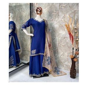 Top de costume chinon brodé de paillettes lourdes de créateur exclusif Full Flair Gharara Vêtements de fête traditionnels pour les fêtes de mariage - Product Image 1