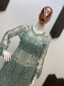 Conjunto Palazzo con blusa Diseño estilo mariposa con bordado de lentejuelas Trabajo Elegante traje de fiesta étnico de tres piezas - Product Image 3