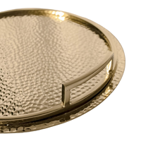 Plateau de service de Noël moderne en métal robuste de grande taille, en acier inoxydable, artisanat métallique, design unique, décoratif