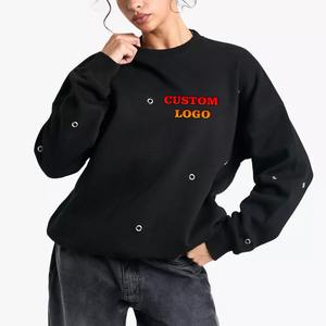 Sudadera Urbana Negra para Mujer, Ropa Casual Sostenible, Forro Polar, Cuello Redondo, Estilo Informal - Product Image 1
