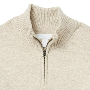 Pull tricoté respirant quart de fermeture éclair à col montant en coton Logo personnalisé imprimé tricots d'hiver pour hommes approvisionnement ODM - Product Image 6